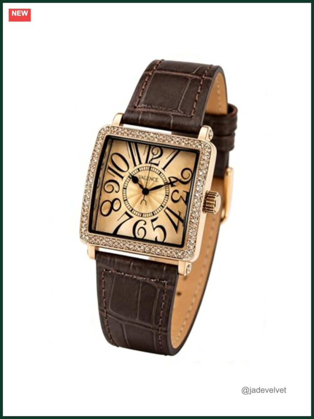 Vintage Square Gold Tone Watch Genuine Brown Leather Strap